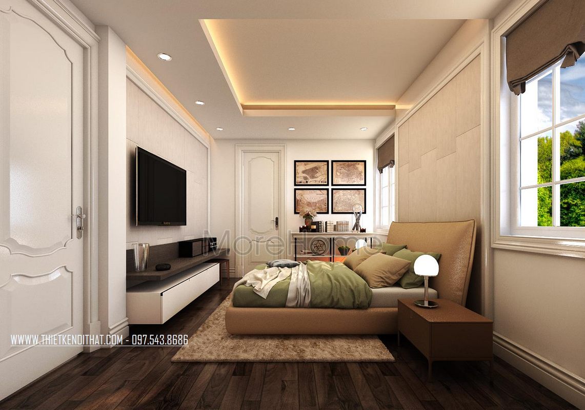 Thiết kế nội thất phòng ngủ biệt thự Vinhomes Riverside Long Biên Hà Nội